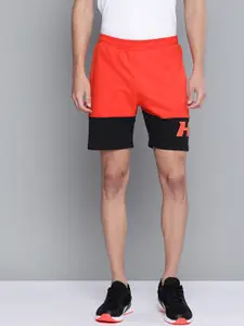 HRX By Hrithik Roshan Lifestyle Men Red & Black Bio-Wash Brand Carrier Shorts