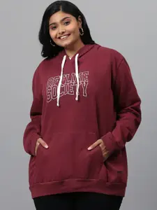 Instafab Plus Size Women Printed Stylish Casual Hooded Sweatshirt