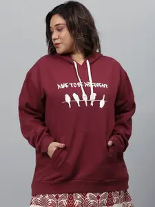 Instafab Plus Women Maroon Printed Sweatshirt