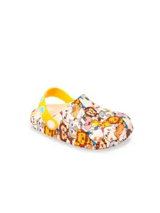 Yellow Bee Boys Cream-Coloured & White Printed Clogs Sandals
