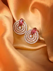 Saraf RS Jewellery Women Jewellery Magenta Contemporary Studs Earrings