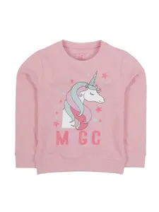 PLUM TREE Girls Pink Printed Full Sleeve Sweatshirt