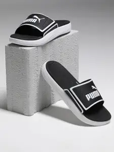 Puma Men Black & White Printed Softride Slides