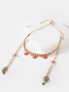 SHAYA Women Gold-Toned Kundan Studded & Pearl Beaded Choker Necklace