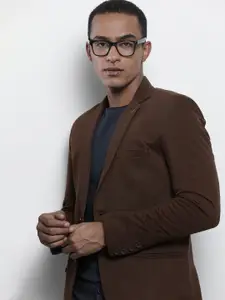 The Indian Garage Co Men Brown Solid Single-Breasted Blazer