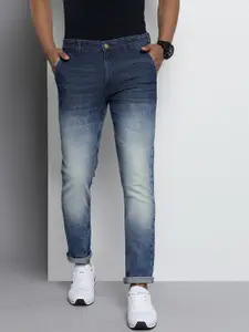 The Indian Garage Co Men Blue Slim Fit Mildly Distressed Light Fade Stretchable Jeans