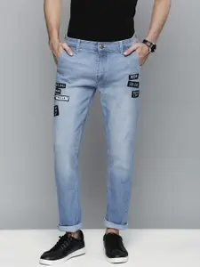 The Indian Garage Co Men Blue Slim Fit Printed Stretchable Jeans