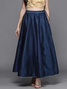Biba Women Navy Blue Solid Flared Skirt