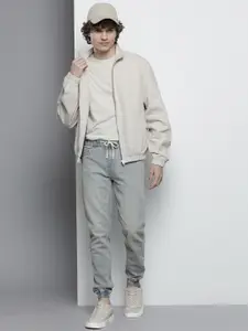 The Indian Garage Co Men Grey Faded Joggers Trousers