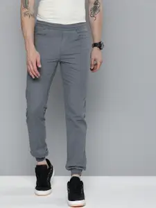 The Indian Garage Co Men Grey Slim Fit Joggers Trousers