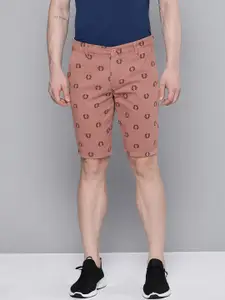 The Indian Garage Co Men Pink Printed Slim Fit Regular Shorts