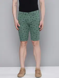 The Indian Garage Co Men Green Printed Slim Fit Regular Shorts