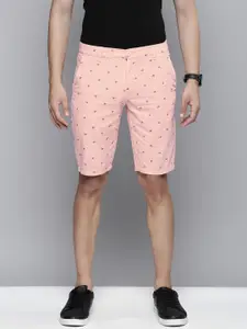 The Indian Garage Co Men Peach-Coloured Printed Slim Fit Regular Shorts