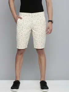 The Indian Garage Co Men Beige Cotton Printed Slim Fit Regular Shorts