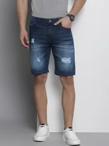 The Indian Garage Co Men Distressed Slim Fit Denim Shorts