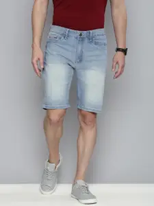 The Indian Garage Co Men Blue Washed Slim Fit Denim Shorts