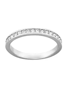 SWAROVSKI Women White & Silver-Toned Rhodium Plated Crystal Ring