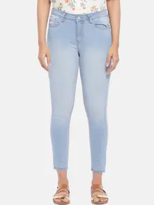 People Women Blue Slim Fit High-Rise Light Fade Jeans