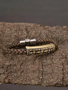 Tistabene Men Gold-Toned & Brown Charm Bracelet