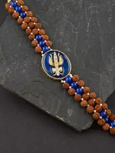 Tistabene Men Blue & Brown Gold-Plated Symbols Temple Charm Bracelet