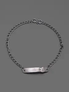 Tistabene Men Oxidised Silver-Toned Rhodium-Plated Charm Bracelet