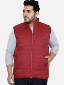 John Pride Plus Size Men Red Quilted Jacket