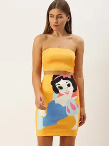 FOREVER 21 Yellow Off-Shoulder Disney Princess Sheath Mini Dress