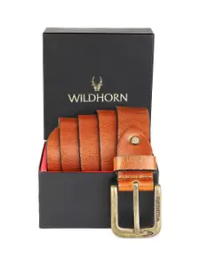WildHorn Men Tan Solid Leather Belt