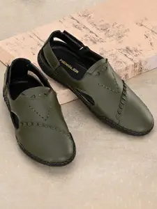 MENGLER Men Olive Green Comfort Sandals