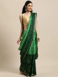 Geroo Jaipur Handcrafted Bandhani Art Silk Saree