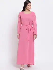 Just Wow Woman Pink Georgette Maxi Dress