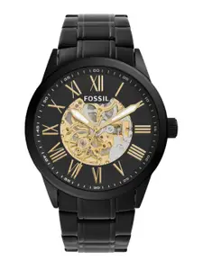 Fossil Men Black Skeleton Dial Analogue Automatic Motion Powered Watch BQ2092