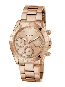 GUESS Women Rose Gold-Toned Dial & Stainless Steel Bracelet Style Strap Analogue Watch