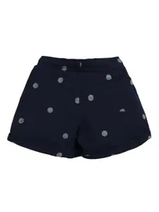 PLUM TREE Girls Navy Blue Printed Regular Shorts