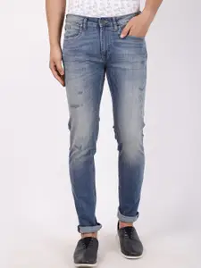 Blackberrys Men Blue Slim Fit Low-Rise Mildly Distressed Heavy Fade Jeans