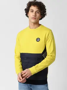 Peter England Casuals Men Yellow Colourblocked Sweatshirt