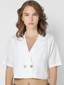 ONLY Women White Opaque Crop Casual Shirt