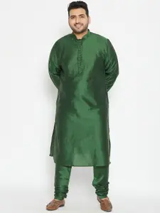VASTRAMAY Men Green Regular Kurta with Pyjamas