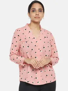 Annabelle by Pantaloons Women Pink Floral Opaque Printed Casual Shirt