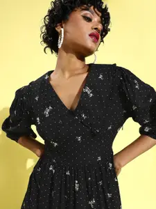 Rare Women Stylish Black Floral Dress