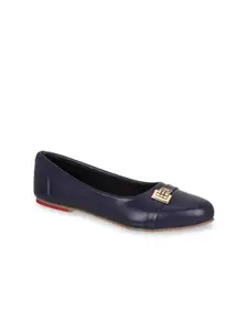 In Fashion By Solly Dolly Girls Blue Metal Buckle Antislip TPR Sole Ballerinas