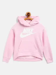 Nike Girls Pink Crop Hooded Sweatshirt