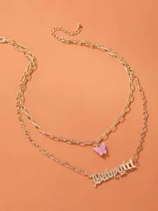 YouBella Women Gold-Toned & White Gold-Plated Layered Necklace