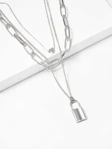 YouBella Silver-Toned Silver-Plated Layered Necklace
