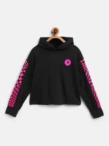 Converse Girls Black Crop Hooded Sweatshirt
