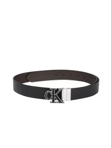 Calvin Klein Men Black Solid Leather Reversible Casual Belt