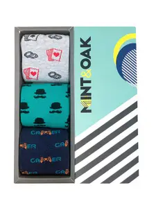 Mint & Oak Men Pack Of 3 Patterned Crew-Length Socks