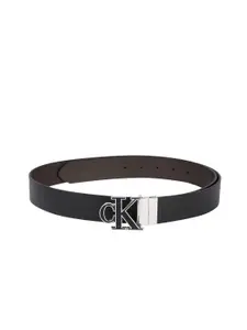 Calvin Klein Men Black & Brown LOGO Reversible Leather Belt