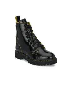 Delize Women Black & Yellow Wedge Heeled Boots