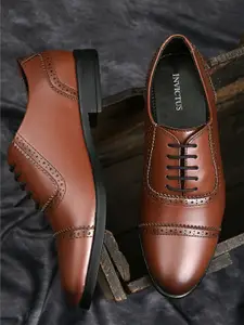 INVICTUS Men Tan Formal Lace Ups with Brogue Detailing
